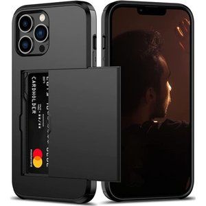 iPhone 13 Pro Max Case with Card Holder Hidden Card Slot - Black